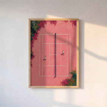 Pembe Kortta Tenis Poster Baskı