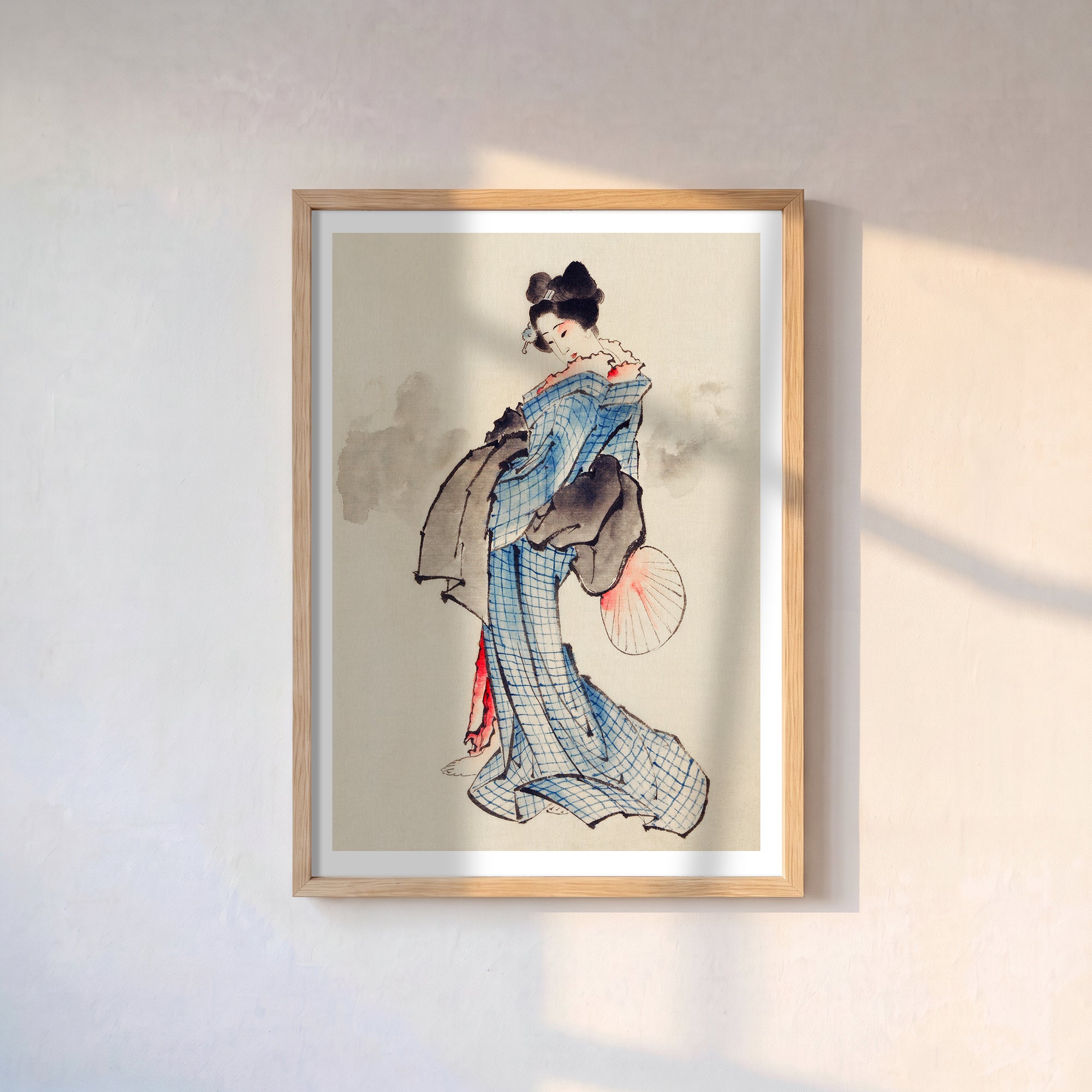 Katsushika Hokusai – Mavi Kimonolu Kadın (1830–1850) Poster Baskı