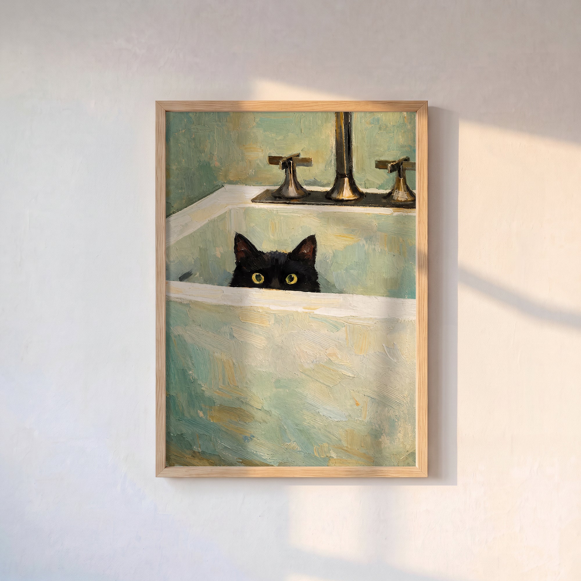Küvette Meraklı Kedi Poster Baskı