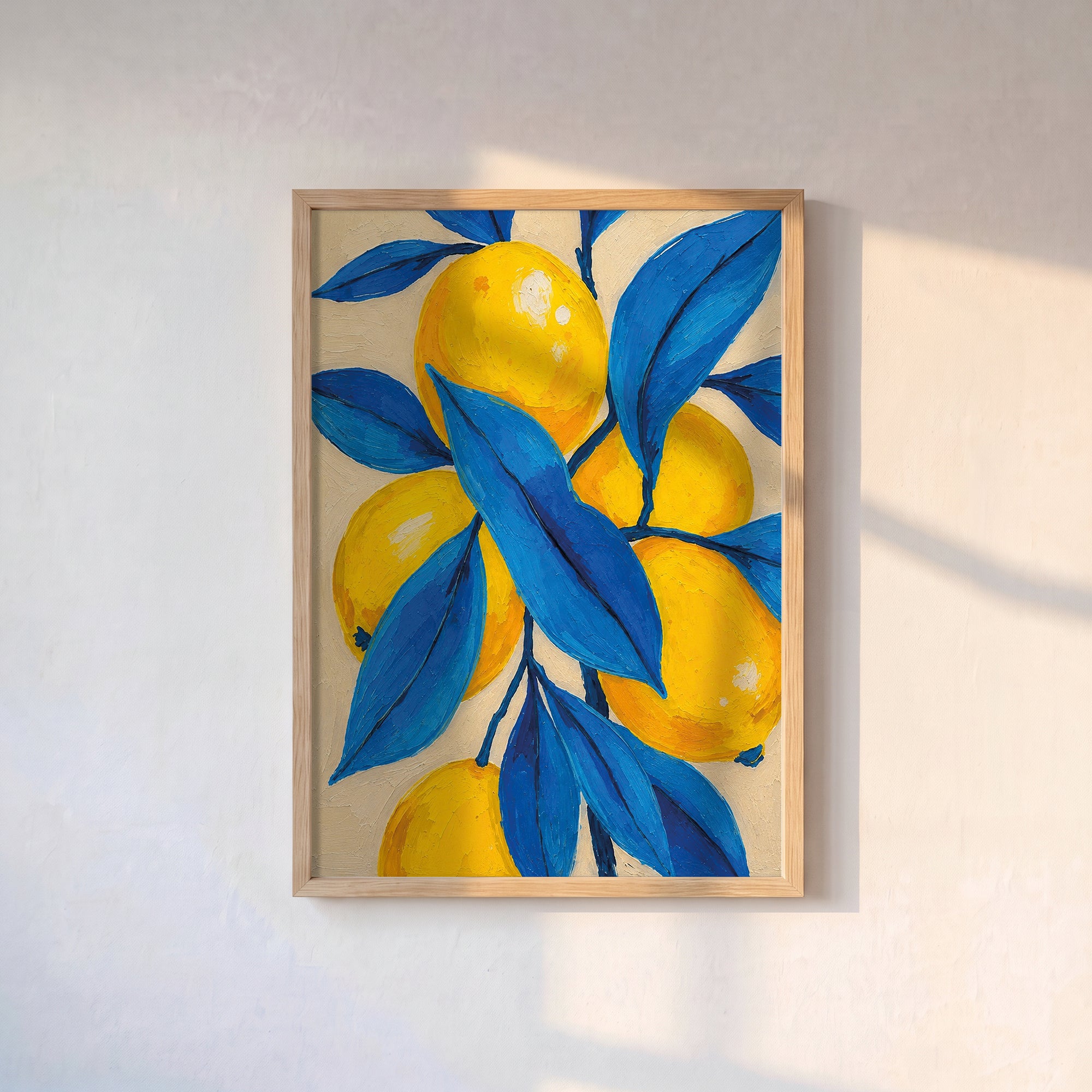 Mavi Yapraklar & Limonlar Poster Baskı