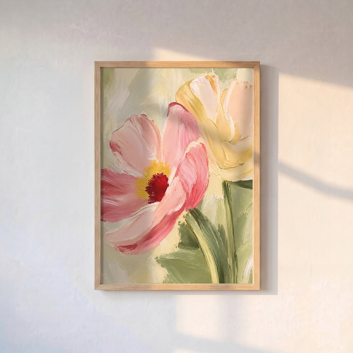Pembe Çiçekler Poster Baskı