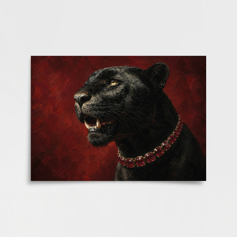 Kırmızı Mücevherli Siyah Panter Poster Baskı