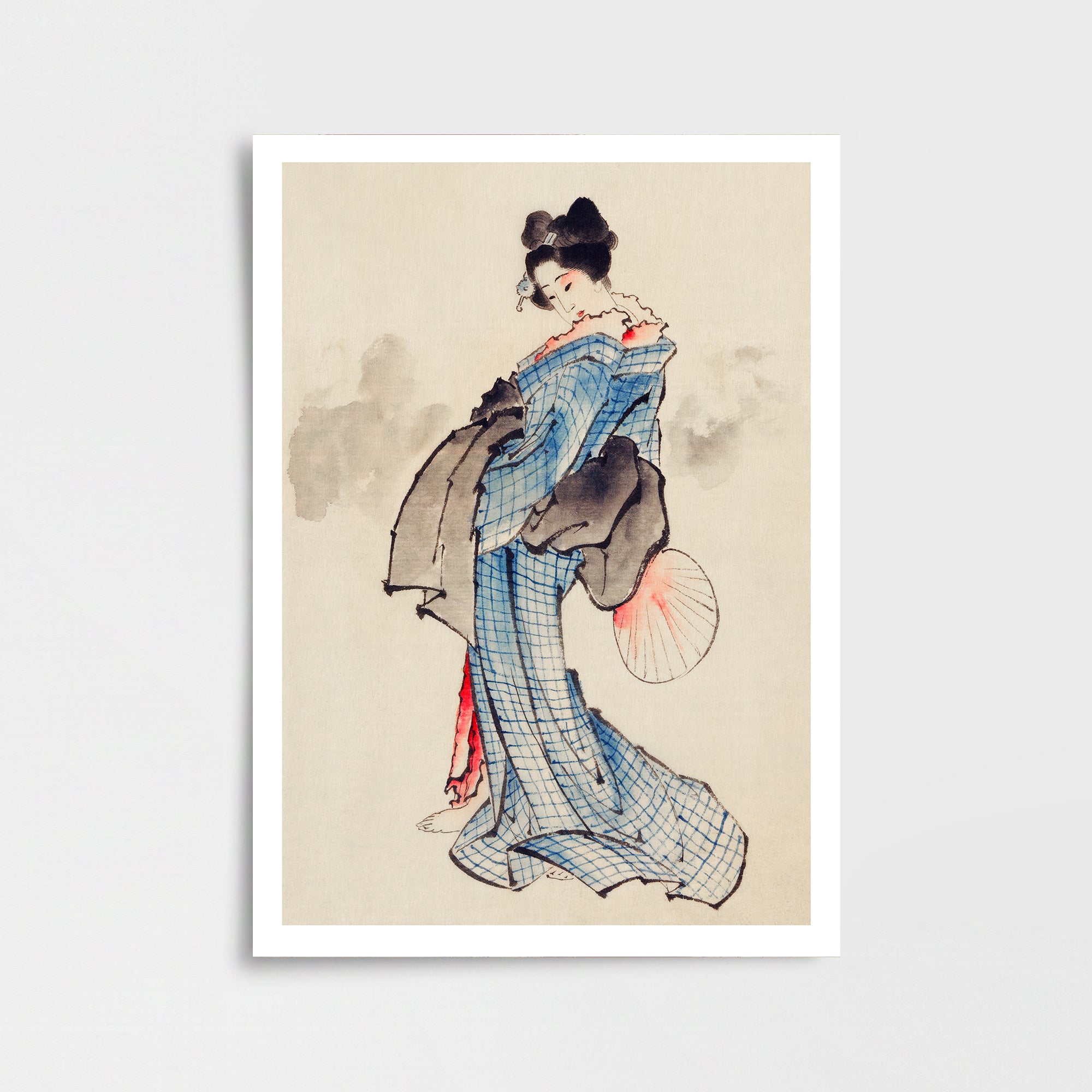 Katsushika Hokusai – Mavi Kimonolu Kadın (1830–1850) Poster Baskı