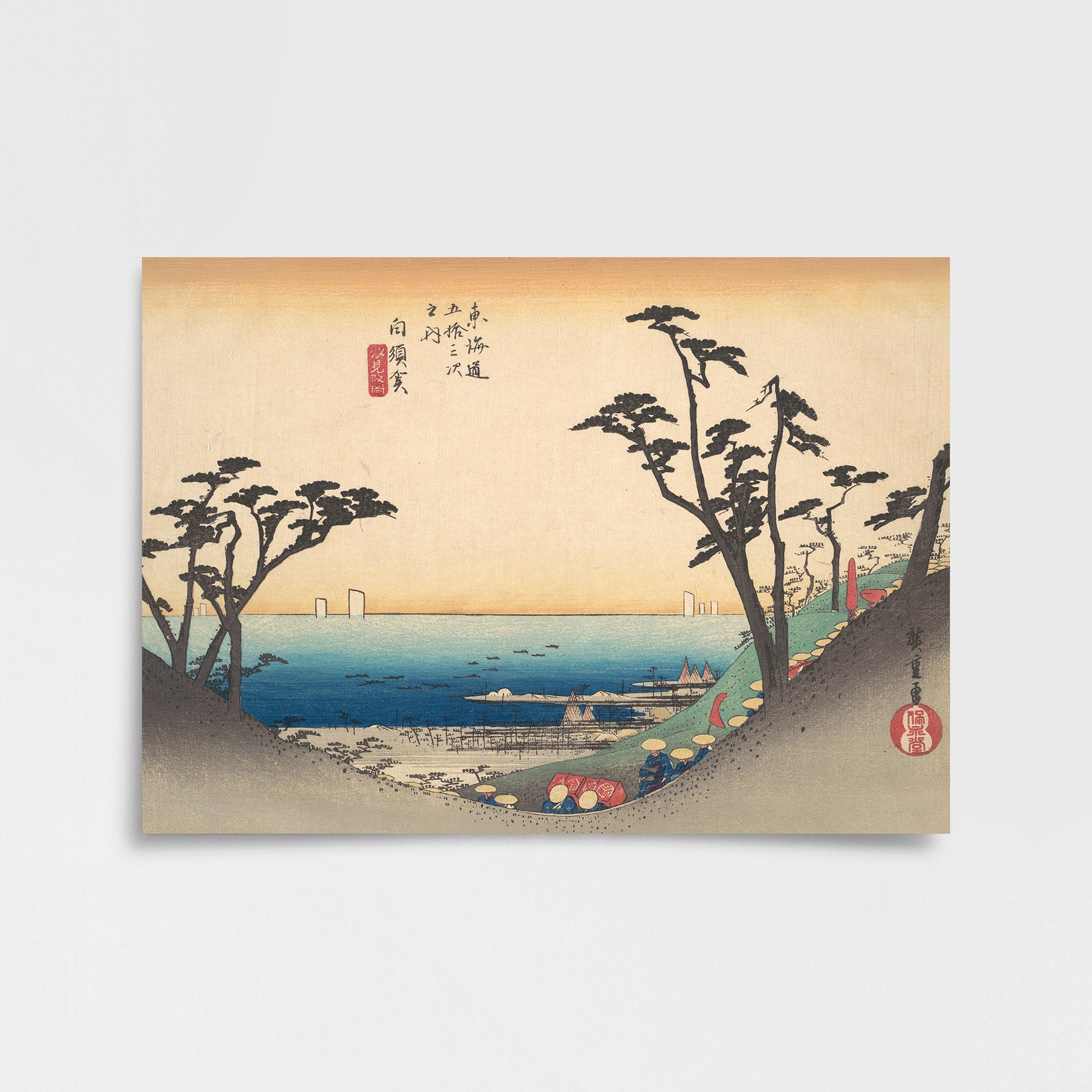 Utagawa Hiroshige – Shirasuka: Shiomi Yokuşu (1833–1834) Poster Baskı