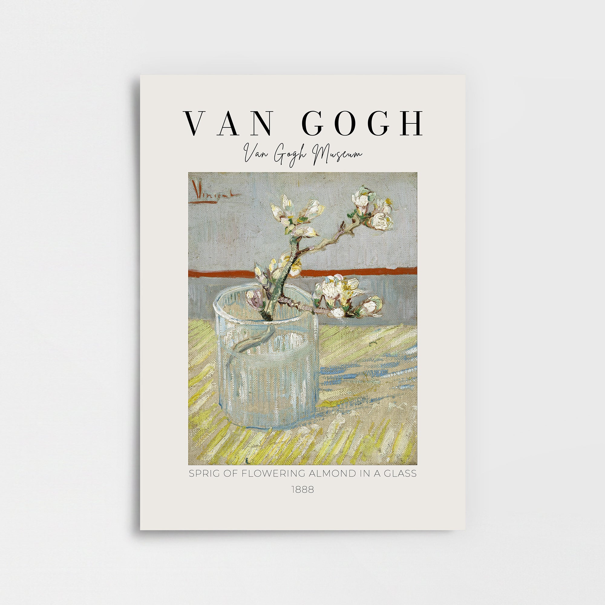 Vincent Van Gogh – "Bardakta Çiçek Açan Badem Dalı" Müze Poster Baskı