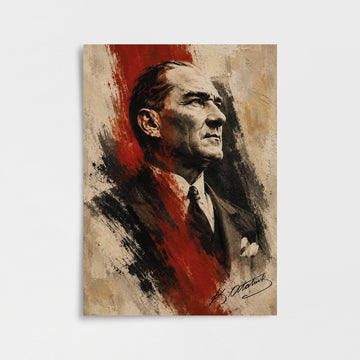 Mustafa Kemal Atatürk İmzalı Portre Poster Baskı