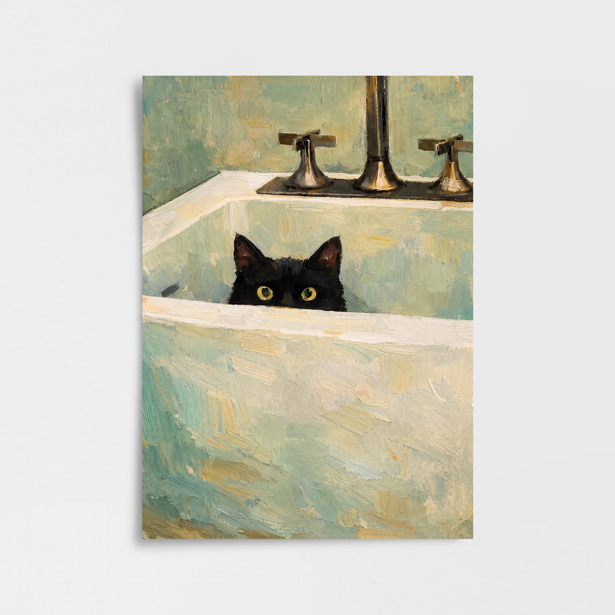 Küvette Meraklı Kedi Poster Baskı