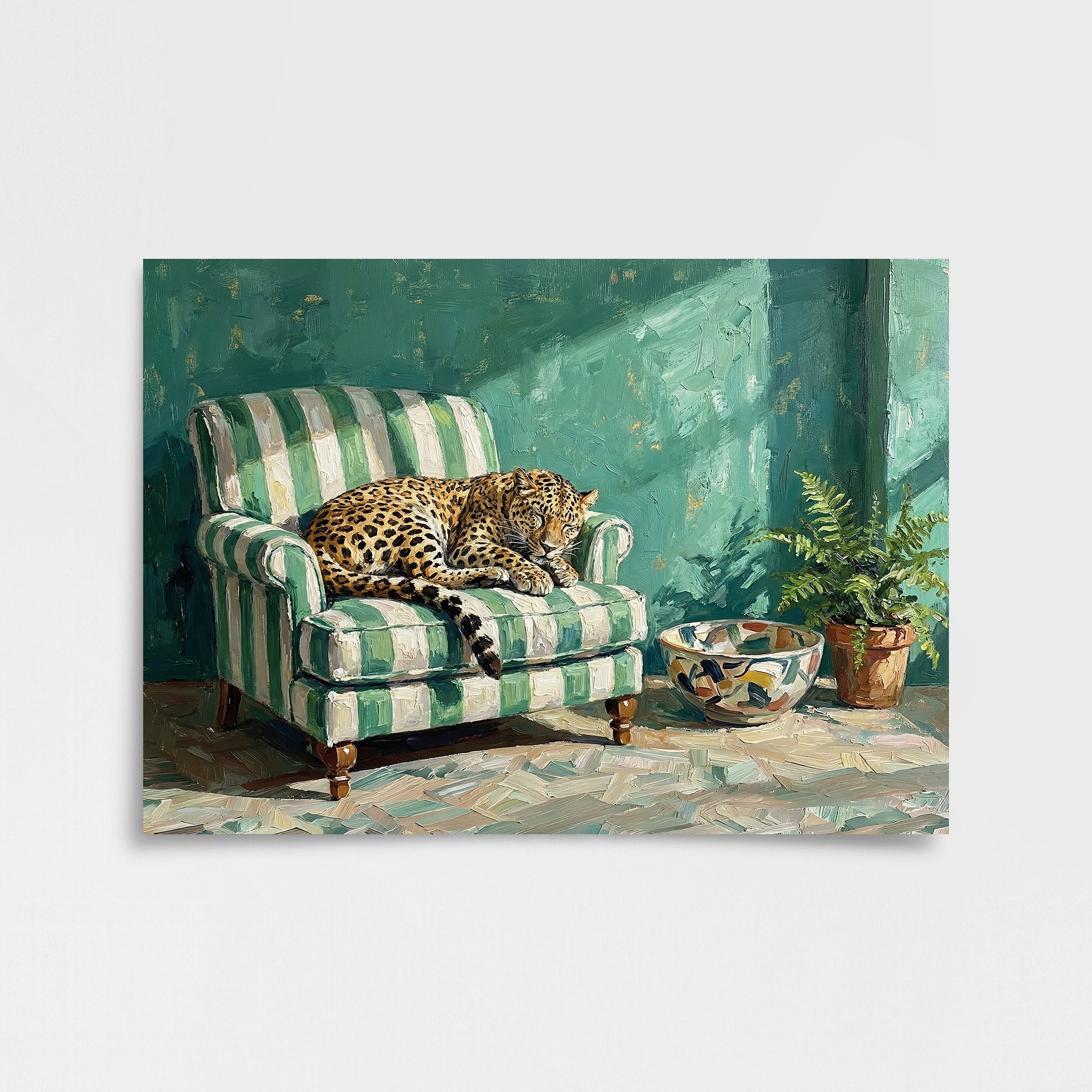 "Koltukta Uyuyan Leopar" Poster Baskı