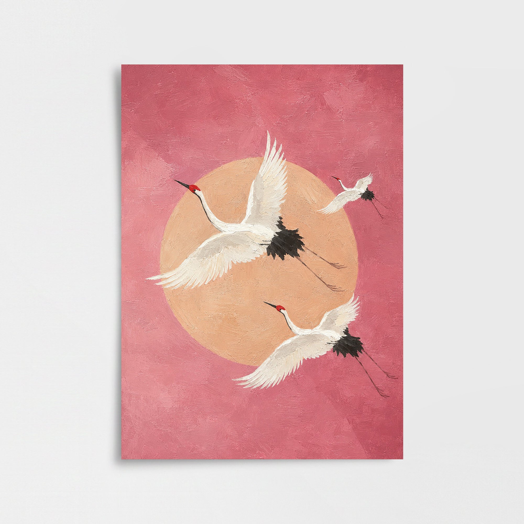 Pembe Gökyüzünde Turnalar Poster Baskı