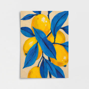 Mavi Yapraklar & Limonlar Poster Baskı