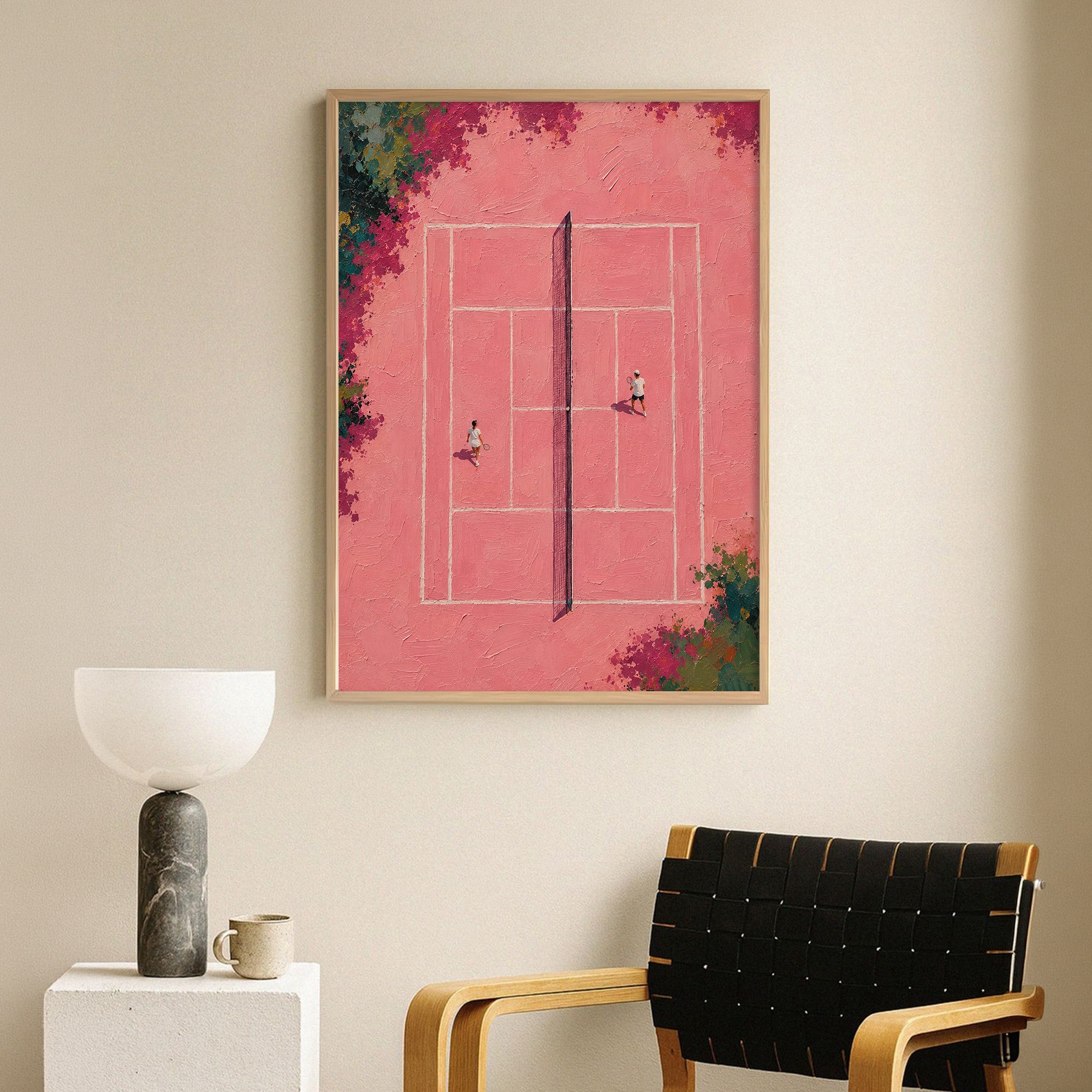 Pembe Kortta Tenis Poster Baskı