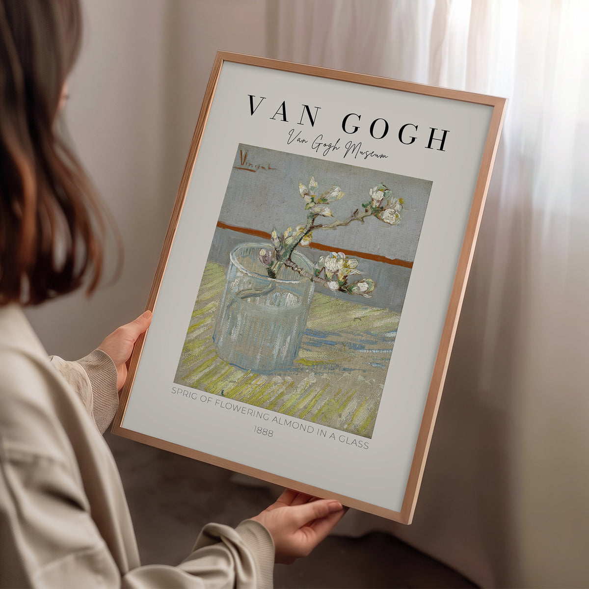Vincent Van Gogh – "Bardakta Çiçek Açan Badem Dalı" Müze Poster Baskı