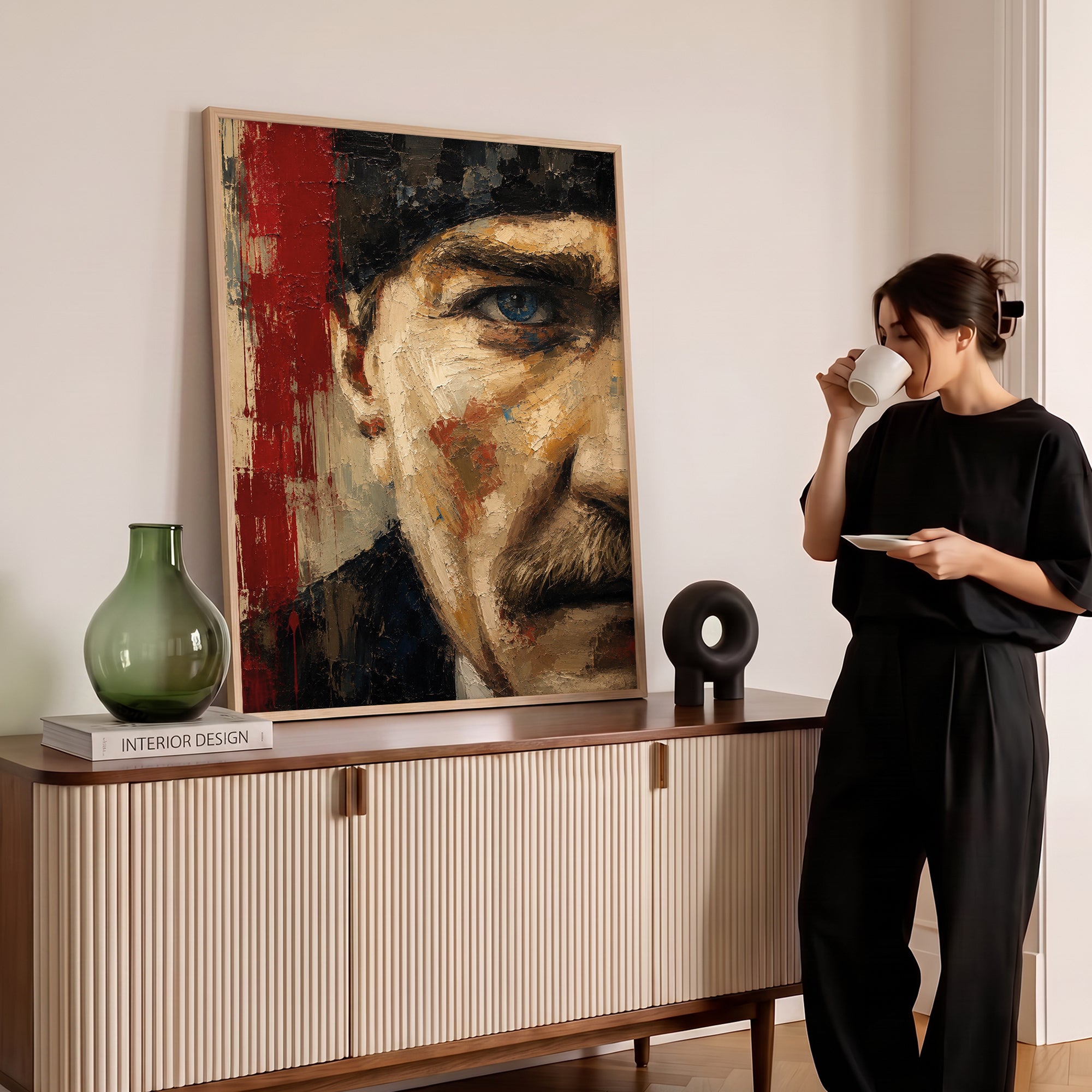 Mustafa Kemal Atatürk Kırmızı Detaylı Portre Poster Baskı