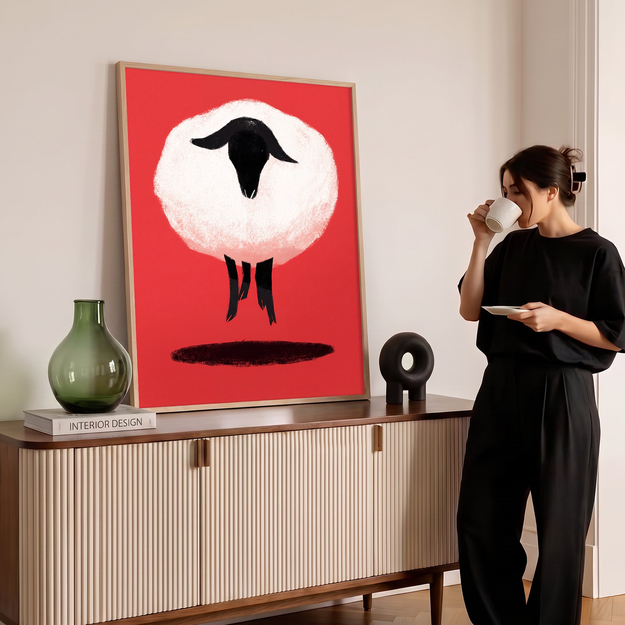 Kırmızı Koyun Poster Baskı