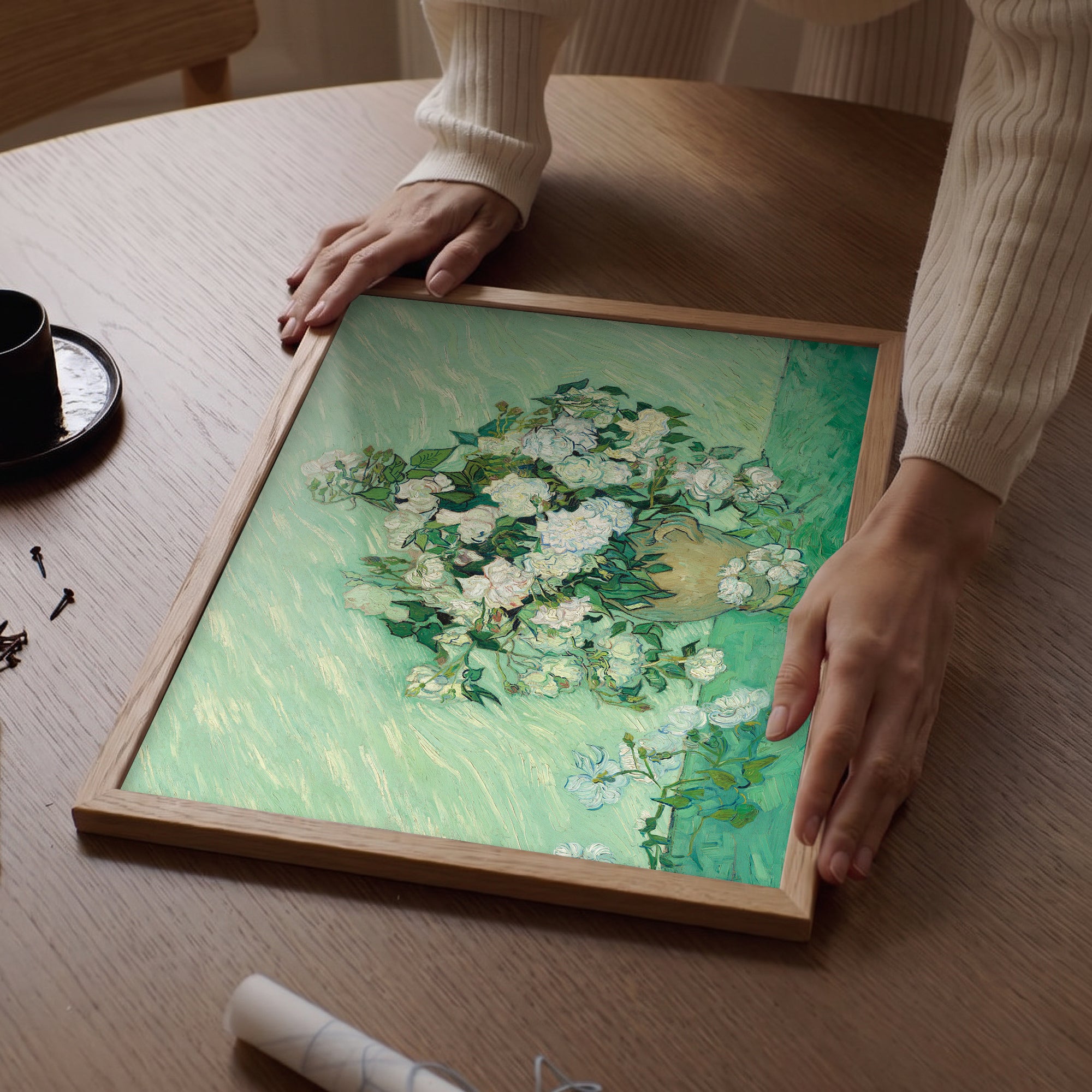Van Gogh - Vazoda Beyaz Çiçekler Poster Baskı