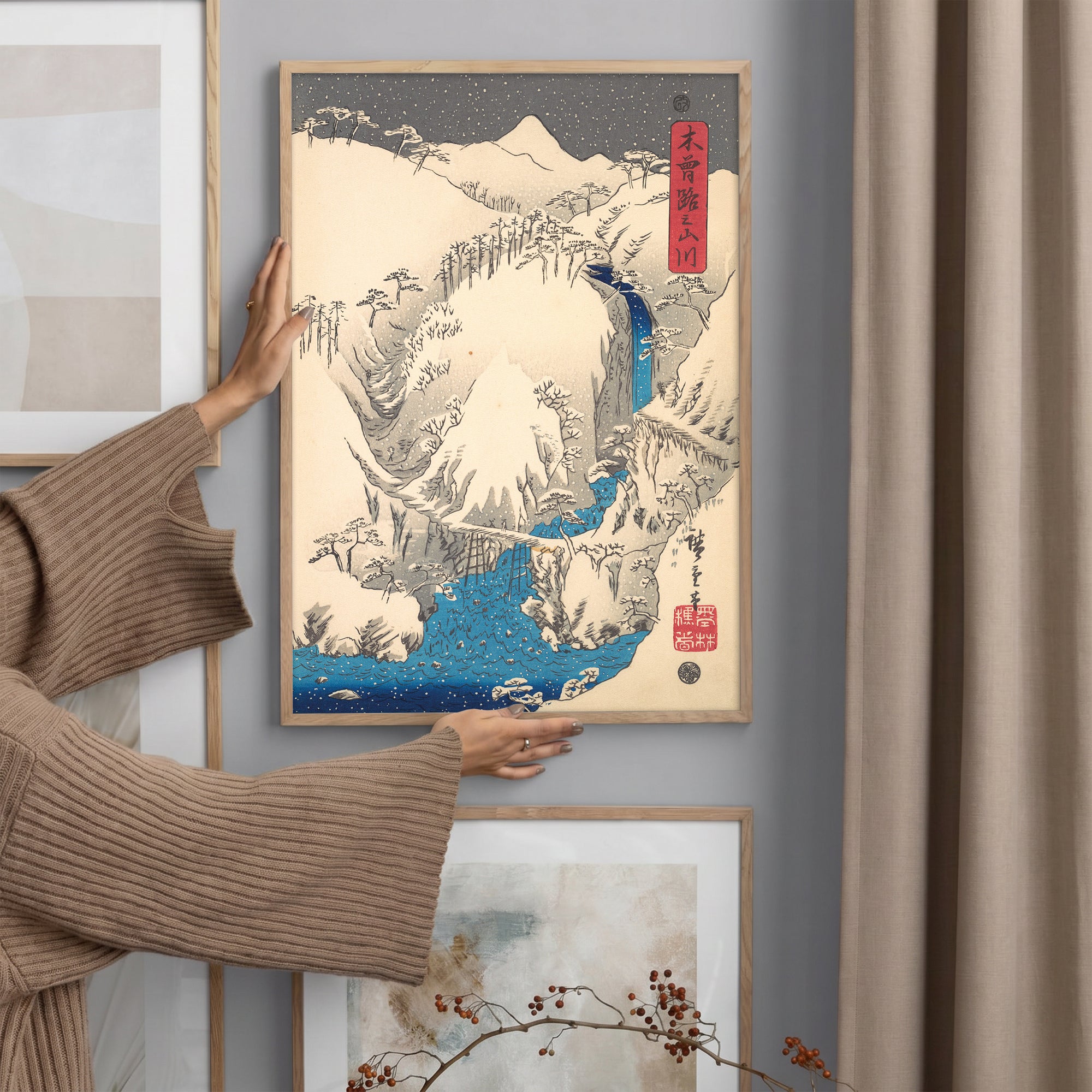 Utagawa Hiroshige – Kiso Yolu’nun Dağları ve Nehirleri Poster Baskı