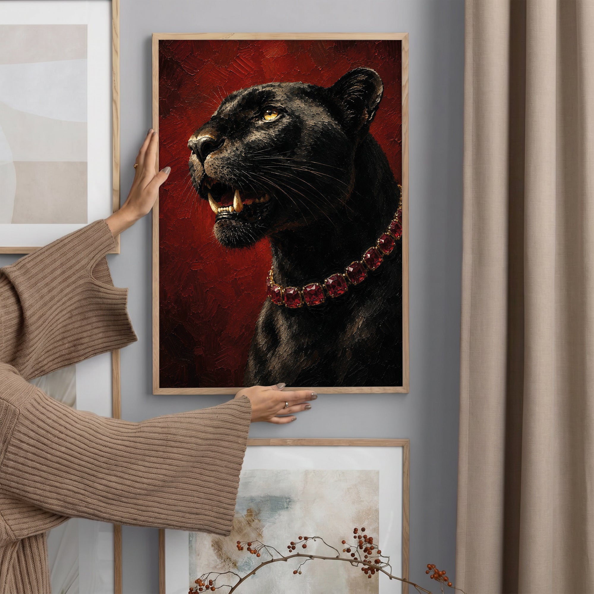 Kırmızı Mücevherli Panter Poster Baskı