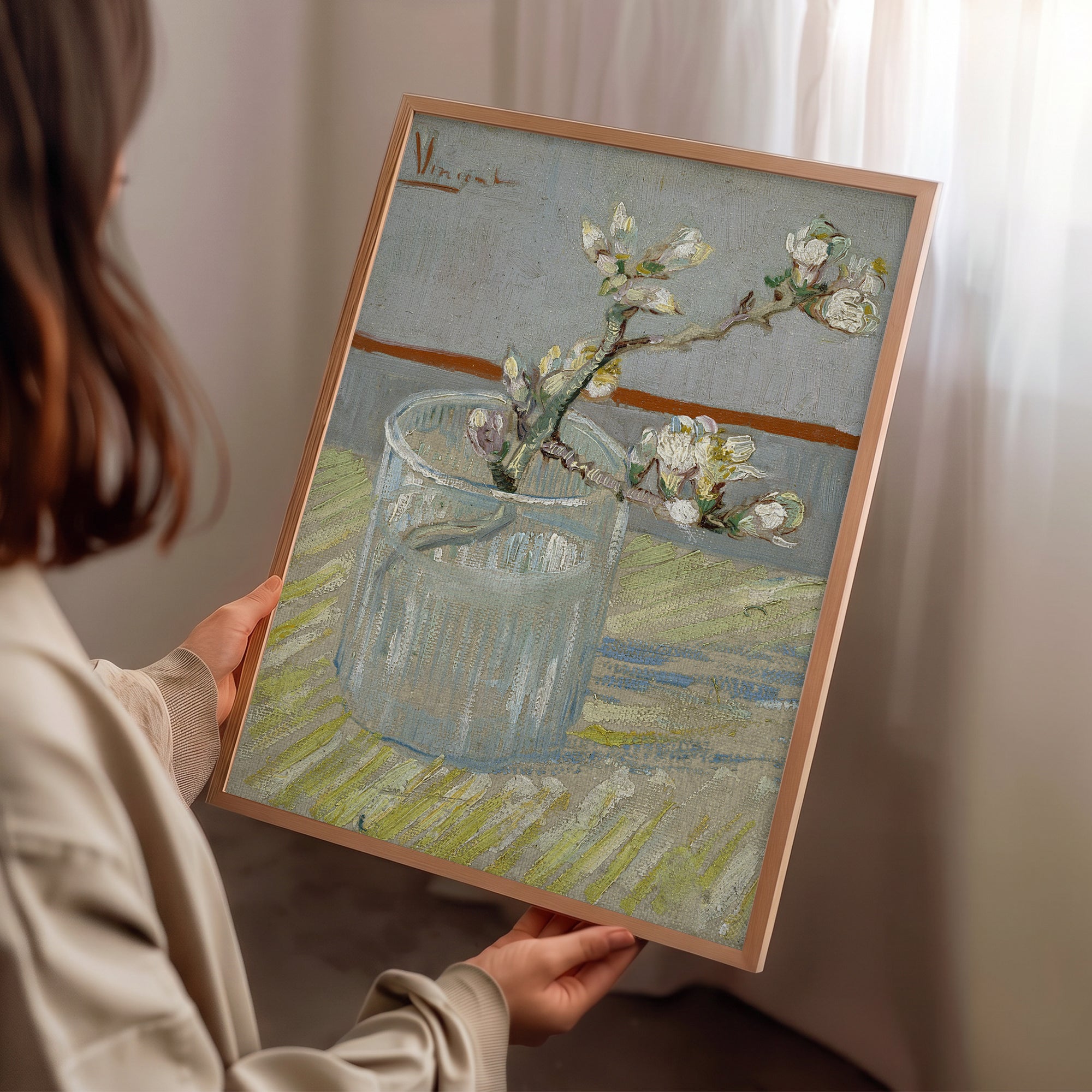 Vincent Van Gogh – "Bardakta Çiçek Açan Badem Dalı" Poster Baskı