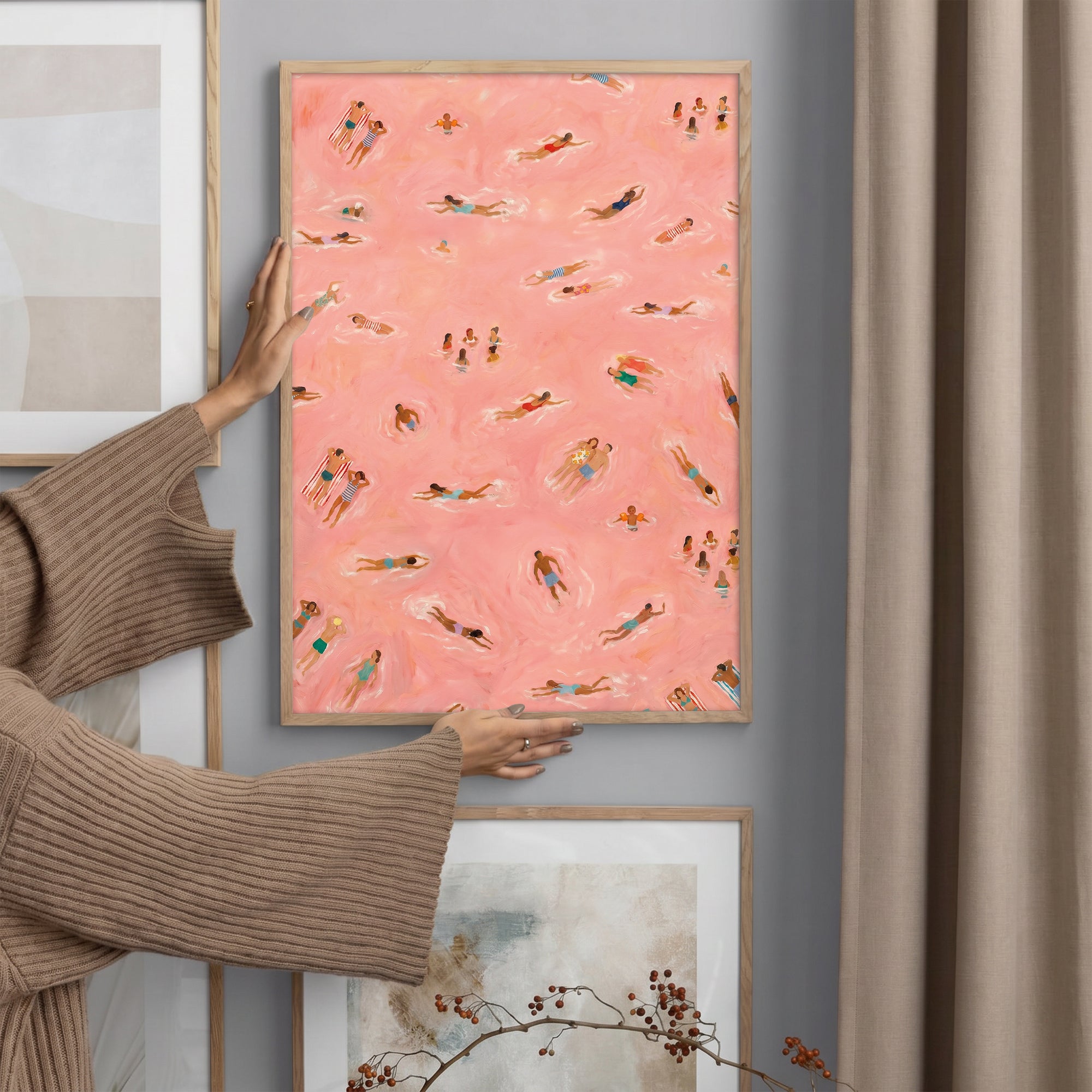 Pembe Sularda Yüzenler Poster Baskı