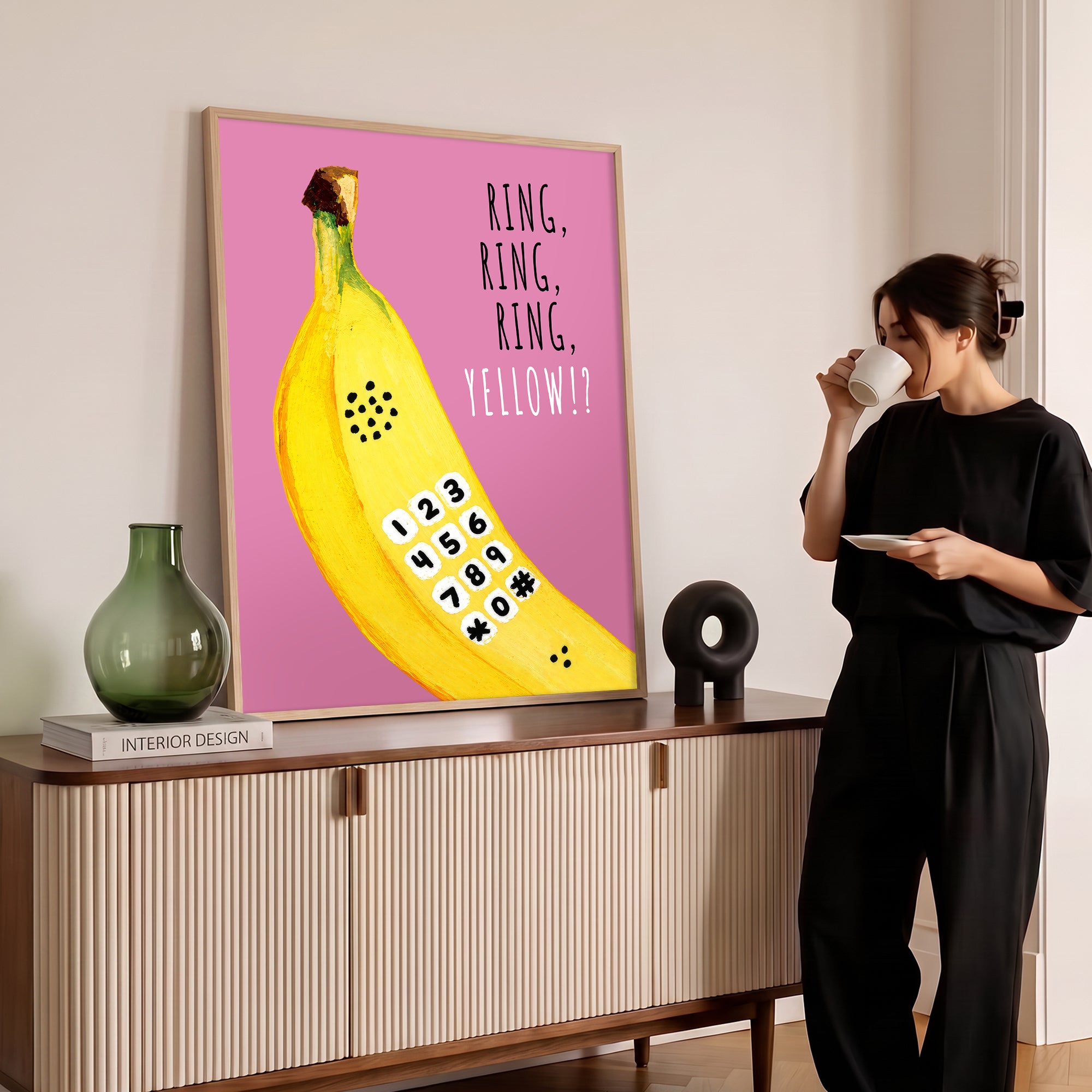“RING, RING, YELLOW!” Muz Telefon Poster Baskı