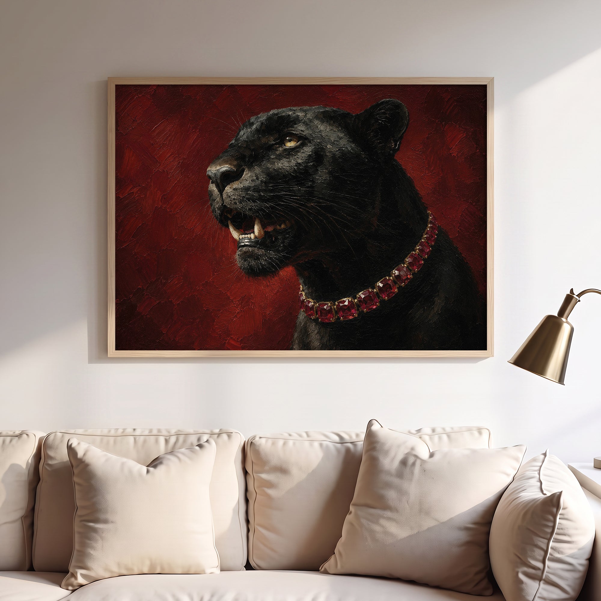 Kırmızı Mücevherli Siyah Panter Poster Baskı