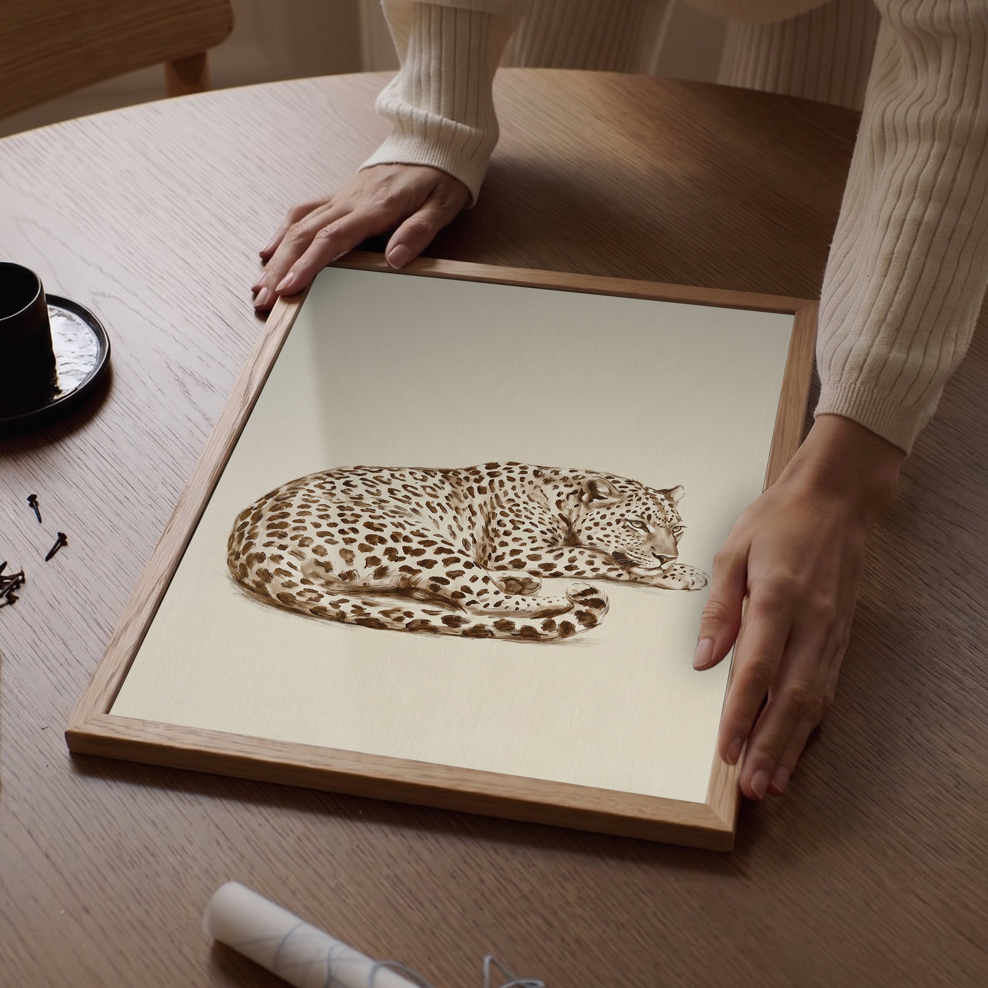 Dinlenen Leopar Poster Baskı