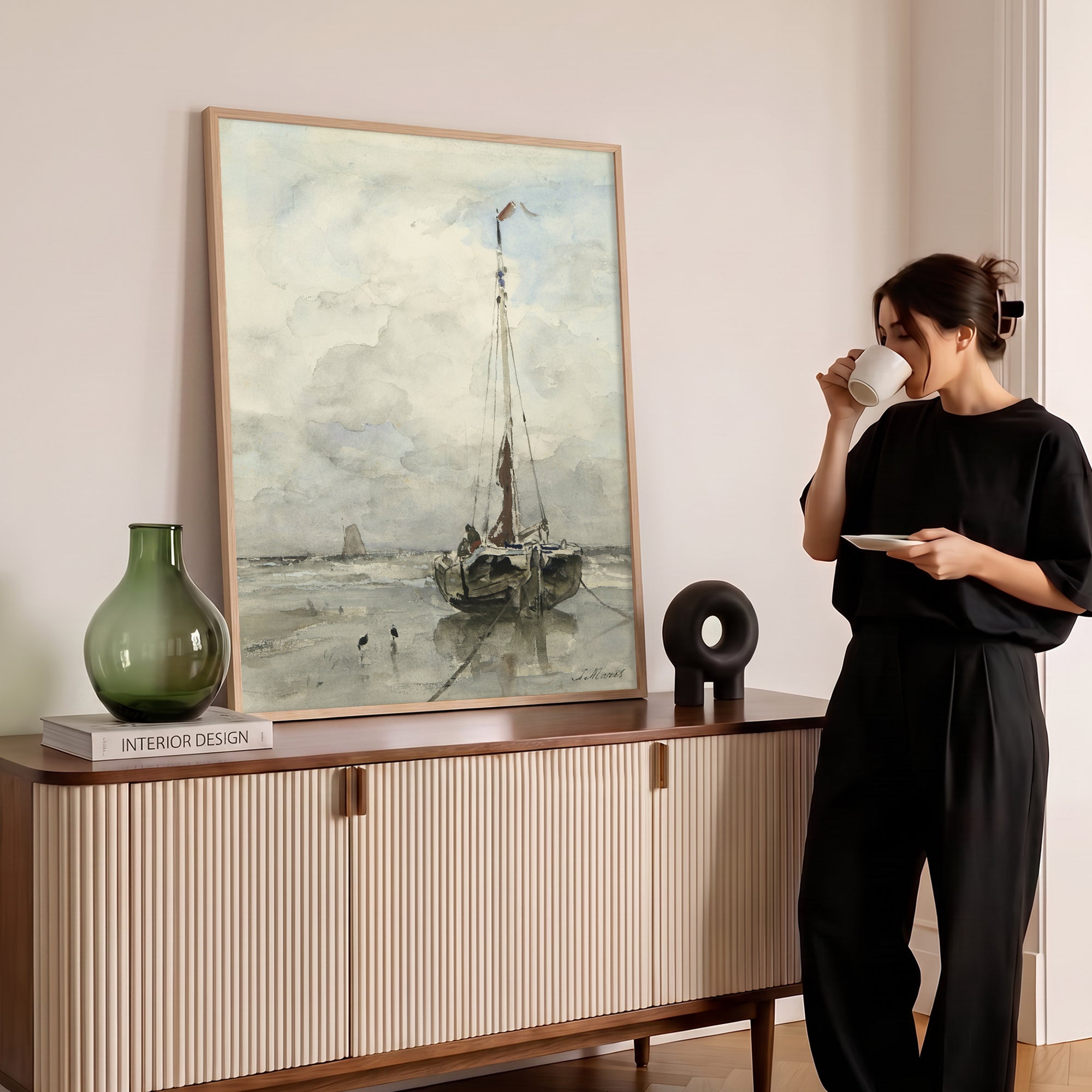Jacob Maris – Kıyıdaki Balıkçı Teknesi Poster Baskı