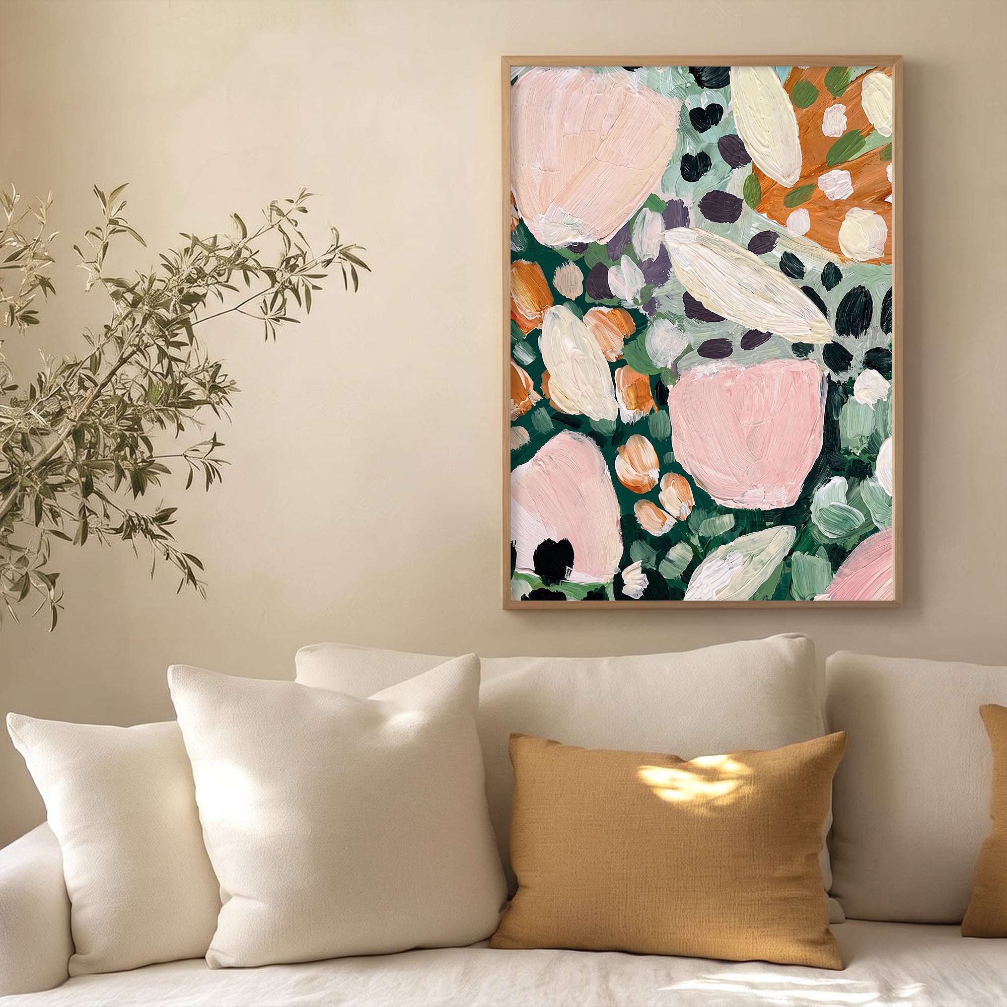 Pembe Çiçek Bahçesi Poster Baskı