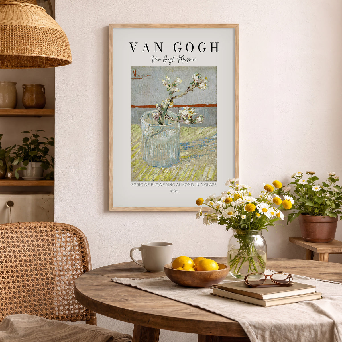 Vincent Van Gogh – "Bardakta Çiçek Açan Badem Dalı" Müze Poster Baskı