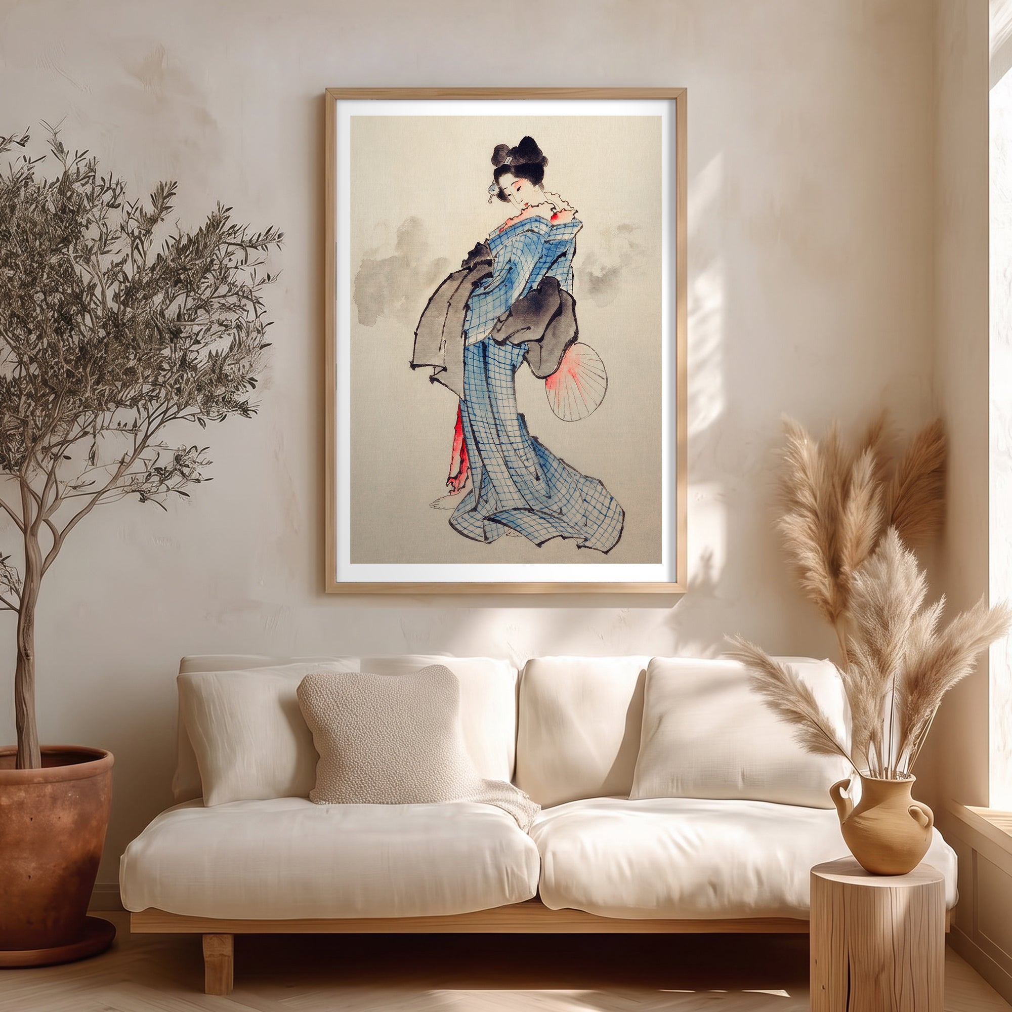 Katsushika Hokusai – Mavi Kimonolu Kadın (1830–1850) Poster Baskı