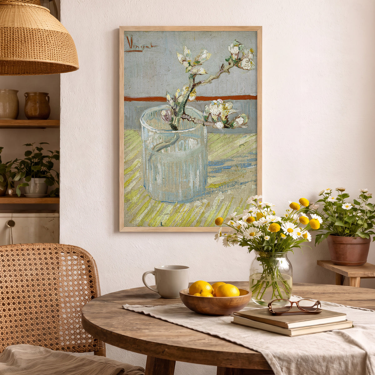 Vincent Van Gogh – "Bardakta Çiçek Açan Badem Dalı" Poster Baskı