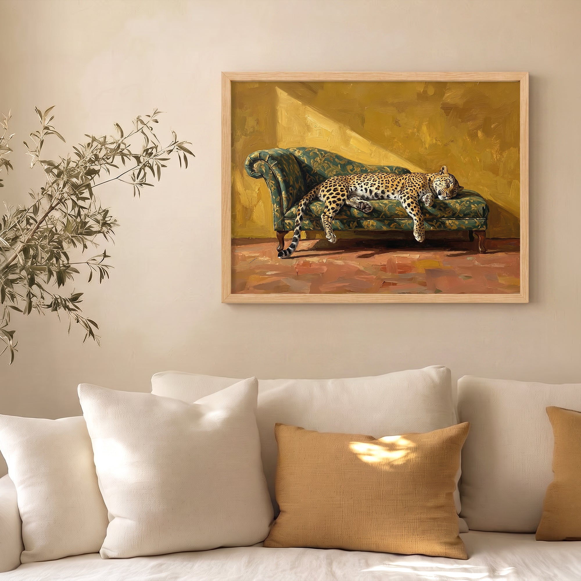 "Kanepede Uyuyan Leopar" Poster Baskı