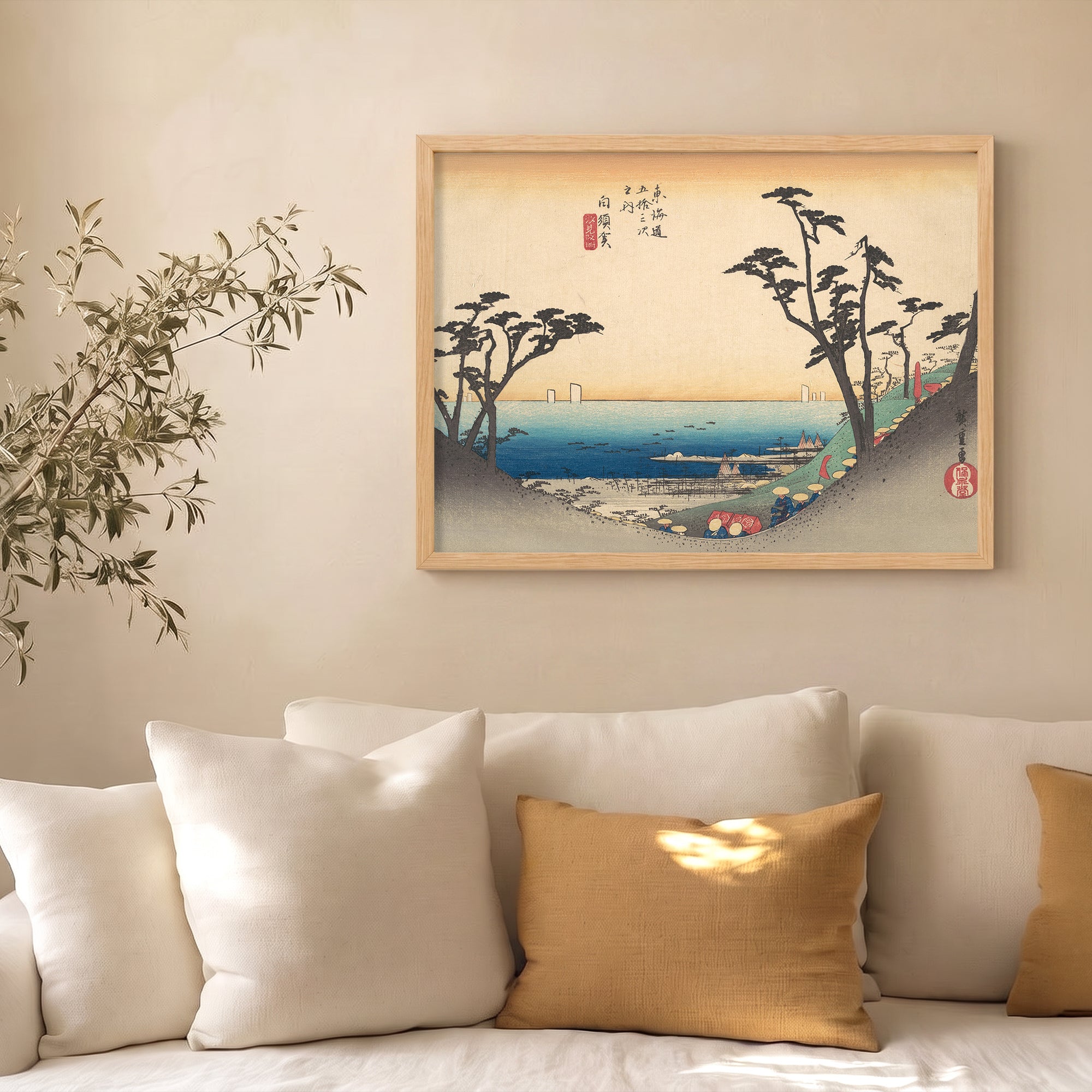 Utagawa Hiroshige – Shirasuka: Shiomi Yokuşu (1833–1834) Poster Baskı