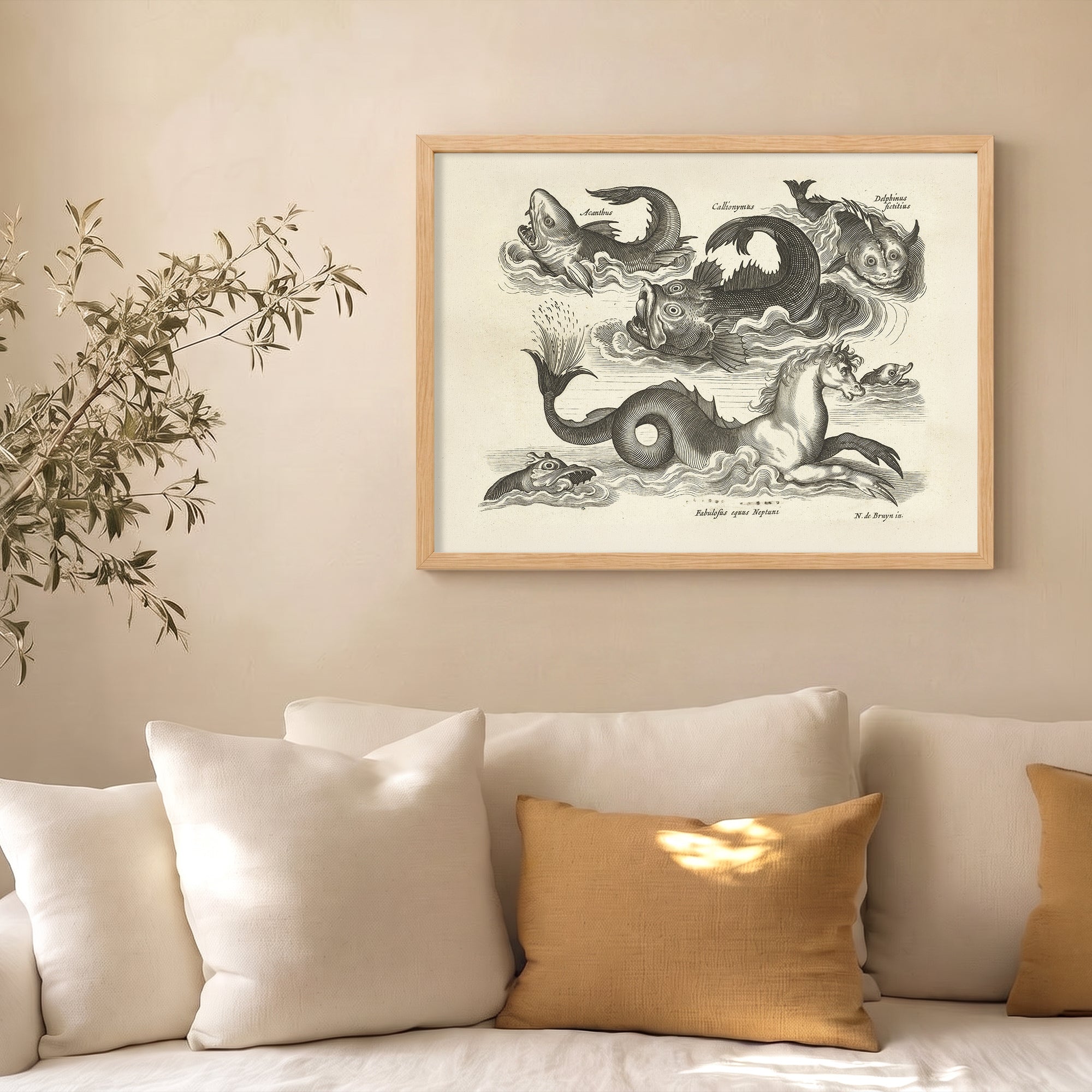 Fantastik Deniz Yaratıkları Gravürü-16. Yüzyıl Mitolojik Deniz Canlıları Poster Baskı