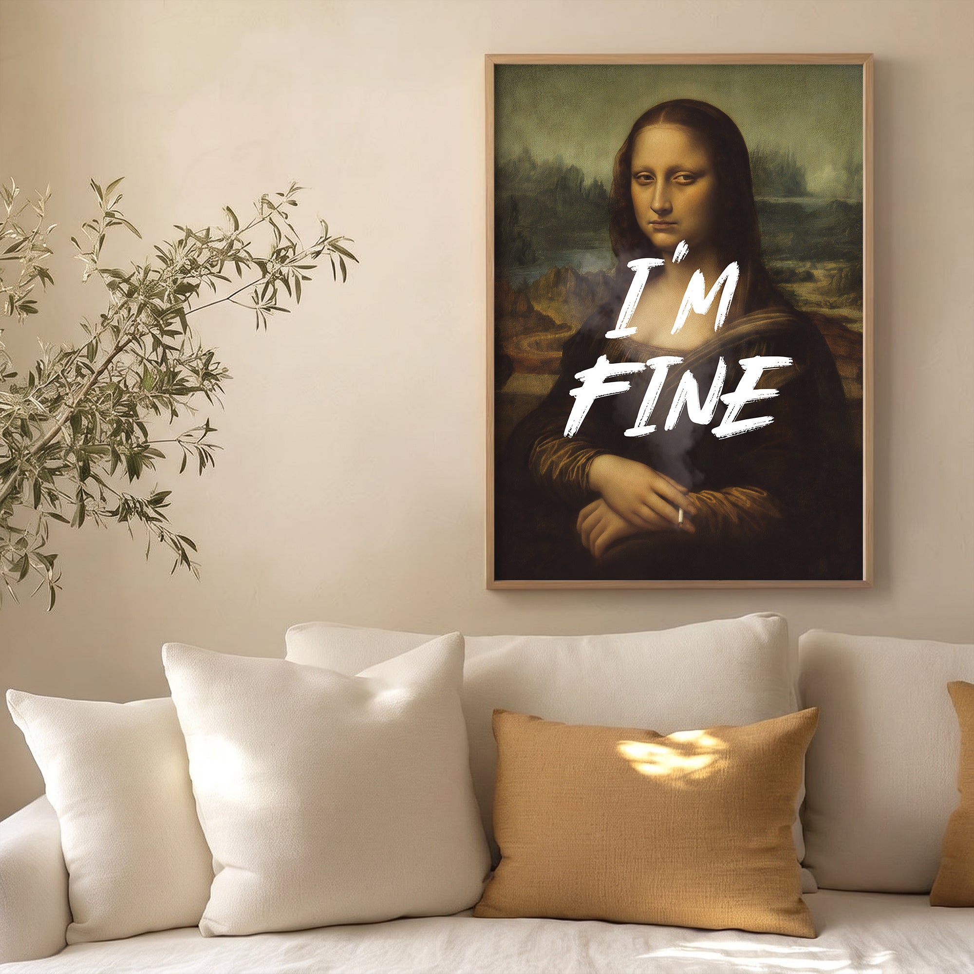 "I'M FINE" Leonardo Da Vinci Mona Lisa Poster Baskı