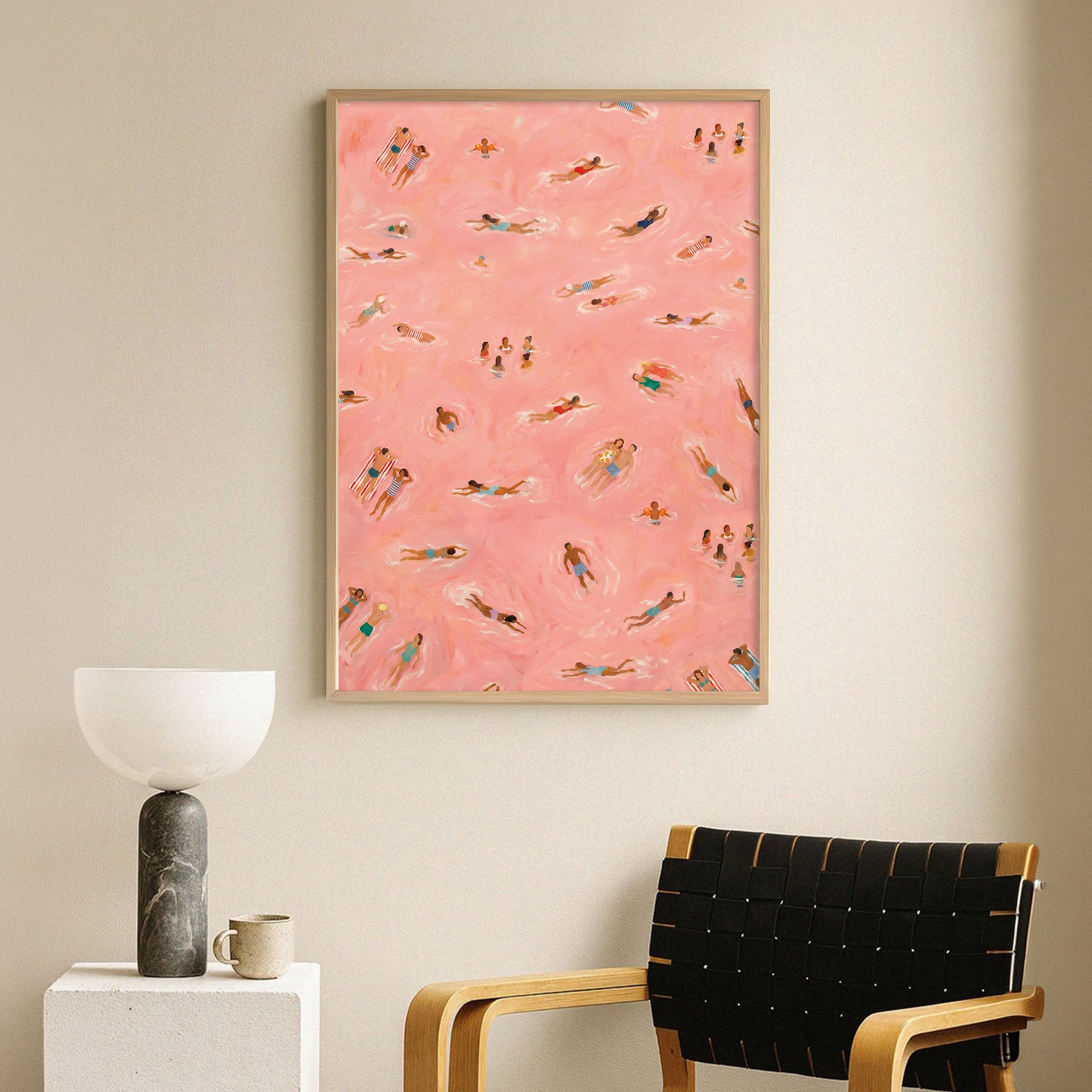 Pembe Sularda Yüzenler Poster Baskı