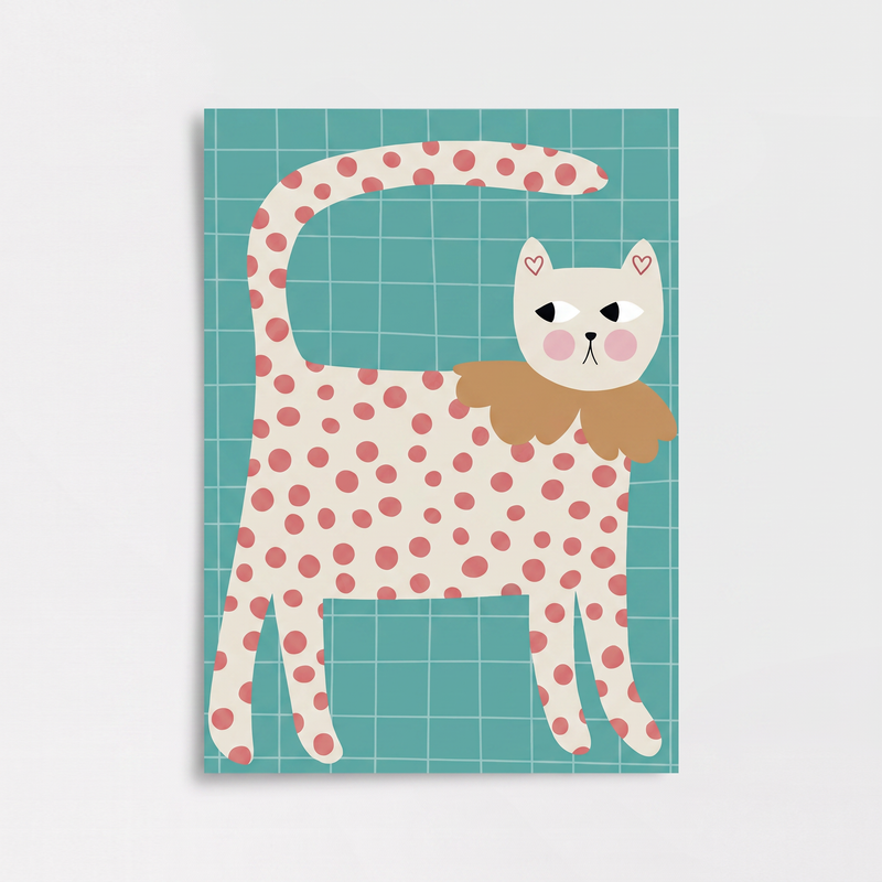 Puantiyeli Kedi Poster Baskı